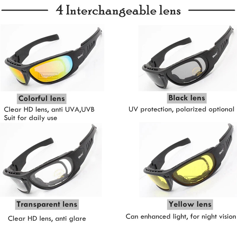 Taktičke polarizirane naočale Daisy C6 Outdoor CS Motociklističke lovačke naočale za pucanje Airsoft naočale s kompletom 4 leće i kratkovidnim okvirom