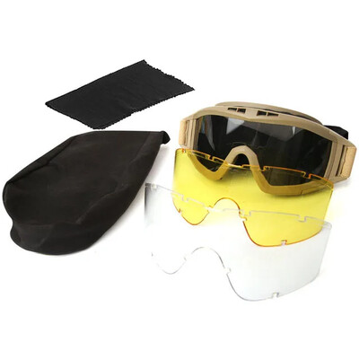 Taktiskās aizsargbrilles Alpīnisma šaušanai Saulesbrilles Vēja necaurlaidīgas Smilšu Kontroles Motokrosa CS Brilles 3 Nomaināmas Motocikls