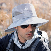 Ανδρικό καπέλο ψαρά αντηλιακό καπέλο αναπνεύσιμο πλέγμα για υπαίθριο ταξίδι Ψάρεμα Αναρρίχηση Πεζοπορία Κυνήγι Μόδα καπέλο με μεγάλο κουβά