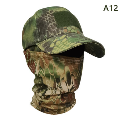Taktičke bejzbol kape + maska za lice Set s kapuljačom za muškarce Ljetni šeširi za sunčanje Vanjski Kamuflažni Lov Biciklizam Ribolov