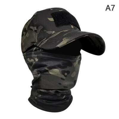 Taktičke bejzbol kape + maska za lice Set s kapuljačom za muškarce Ljetni šeširi za sunčanje Vanjski Kamuflažni Lov Biciklizam Ribolov