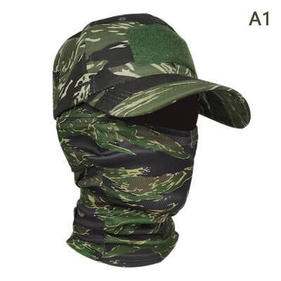 Taktičke bejzbol kape + maska za lice Set s kapuljačom za muškarce Ljetni šeširi za sunčanje Vanjski Kamuflažni Lov Biciklizam Ribolov