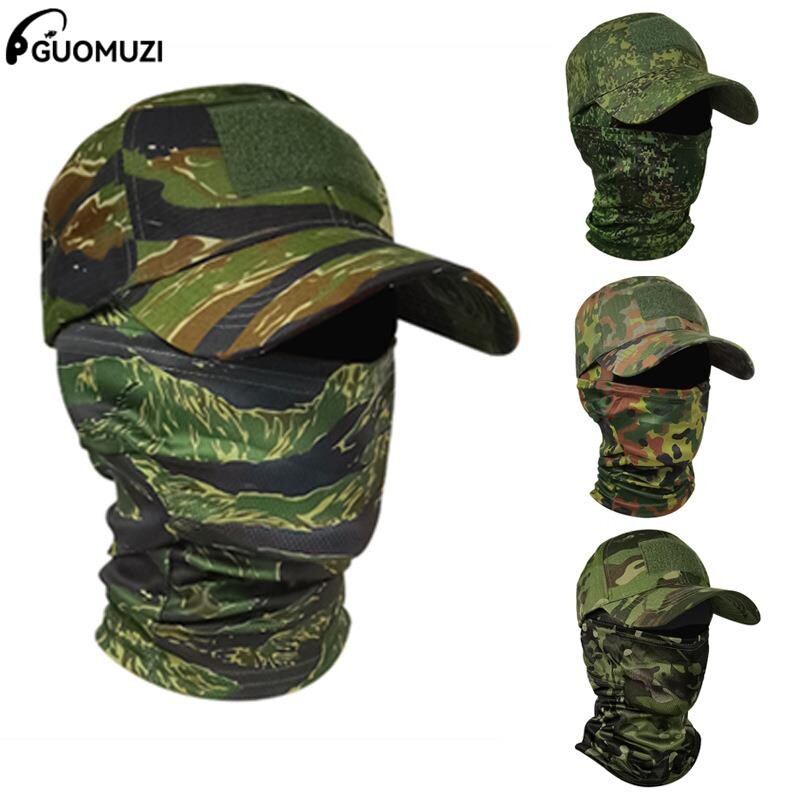 Taktičke bejzbol kape + maska za lice Set s kapuljačom za muškarce Ljetni šeširi za sunčanje Vanjski Kamuflažni Lov Biciklizam Ribolov