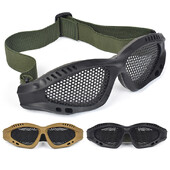 1Pc medību taktiskās peintbola brilles brilles tērauda stiepļu siets Airsoft tīkls brilles triecienizturīgs acu spēļu aizsargs
