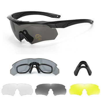 Νέα Polarized Tactical Goggles 3 Glass Glass Climbing Outdoor Sports Αντιανεμικά προστατευτικά γυαλιά ασφαλείας γυαλιά προστασίας από τη σκόνη