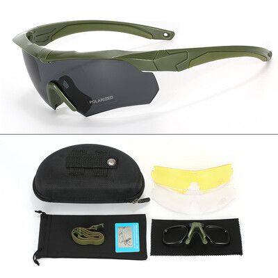 Νέα Polarized Tactical Goggles 3 Glass Glass Climbing Outdoor Sports Αντιανεμικά προστατευτικά γυαλιά ασφαλείας γυαλιά προστασίας από τη σκόνη