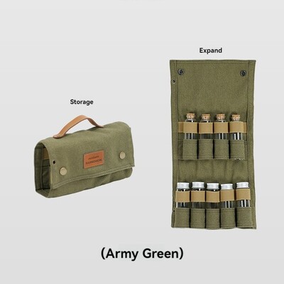 Τσάντα αποθήκευσης μπουκαλιών καρυκευμάτων SUNDICK για υπαίθριο κάμπινγκ, σετ συνδυασμού μπουκαλιών με γυαλί μπάρμπεκιου, πάνινη τσάντα