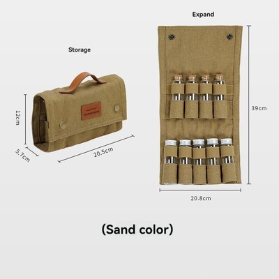 Τσάντα αποθήκευσης μπουκαλιών καρυκευμάτων SUNDICK για υπαίθριο κάμπινγκ, σετ συνδυασμού μπουκαλιών με γυαλί μπάρμπεκιου, πάνινη τσάντα