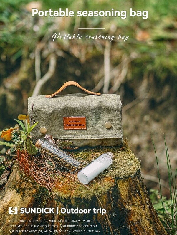 Τσάντα αποθήκευσης μπουκαλιών καρυκευμάτων SUNDICK για υπαίθριο κάμπινγκ, σετ συνδυασμού μπουκαλιών με γυαλί μπάρμπεκιου, πάνινη τσάντα