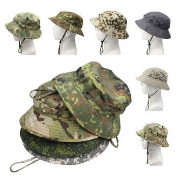 Мъжка шапка Boonie Hat Outdoor Туризъм Риболов Camo Bucket Hat Packable Travel Лятна плажна шапка Балаклава Регулируема шапка за слънце