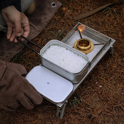 Campingmoon cietā alumīnija oksīda sakausējuma pārnēsājams āra kempinga piknika virtuves trauks pusdienas Bento ēdienreižu kaste var tikt izmantota kā virtuves piederumi