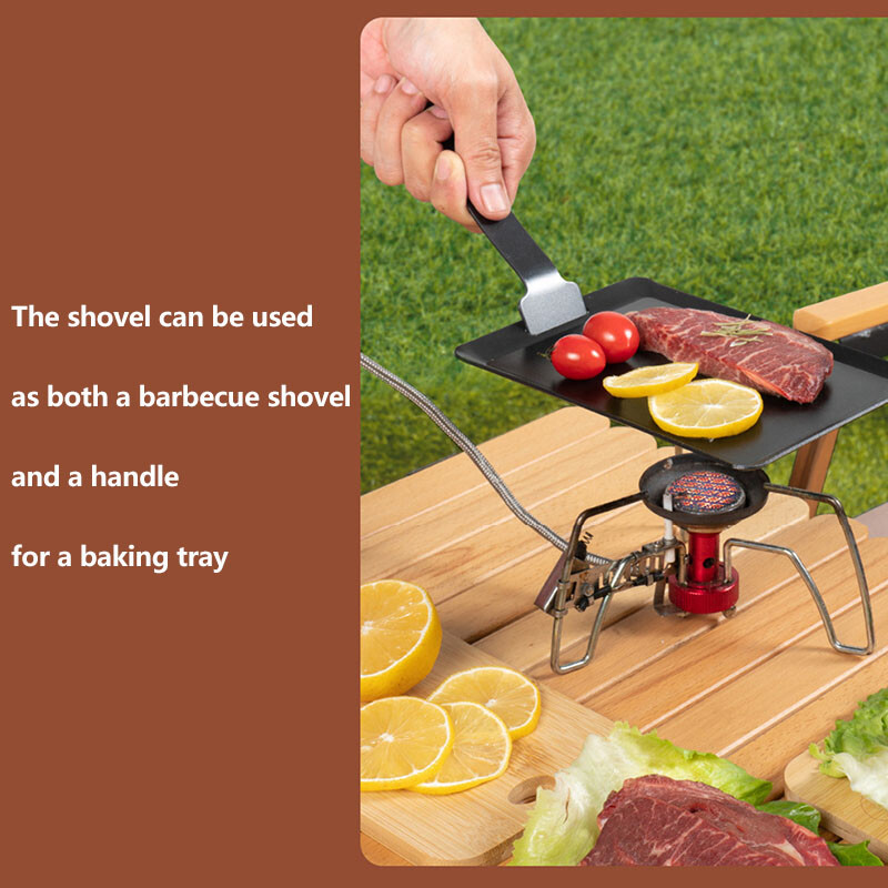 Tavă de copt pentru grătar antiaderent, pentru camping, în aer liber, cu fier de călcat, pentru grătar, portabilă, suspendabilă pentru gătit la foc, tavă pentru grătar cu conducție rapidă a căldurii