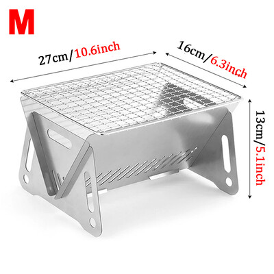 Ψησταριά μπάρμπεκιου από ανοξείδωτο ατσάλι Φορητή εξωτερική σόμπα κάμπινγκ Πτυσσόμενη κάρτα Σόμπα μπάρμπεκιου Ράφι ψησίματος Σόμπα καυσόξυλων Firepfoof Πανί