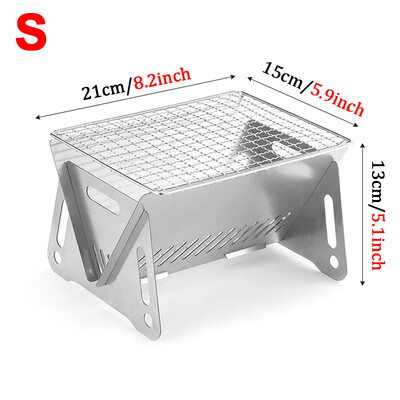 Ψησταριά μπάρμπεκιου από ανοξείδωτο ατσάλι Φορητή εξωτερική σόμπα κάμπινγκ Πτυσσόμενη κάρτα Σόμπα μπάρμπεκιου Ράφι ψησίματος Σόμπα καυσόξυλων Firepfoof Πανί
