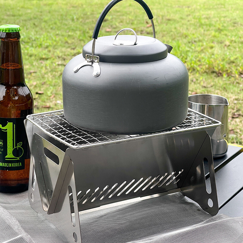 Ψησταριά μπάρμπεκιου από ανοξείδωτο ατσάλι Φορητή εξωτερική σόμπα κάμπινγκ Πτυσσόμενη κάρτα Σόμπα μπάρμπεκιου Ράφι ψησίματος Σόμπα καυσόξυλων Firepfoof Πανί