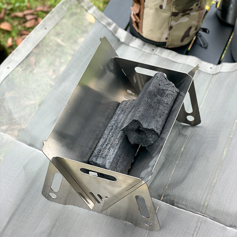 Ψησταριά μπάρμπεκιου από ανοξείδωτο ατσάλι Φορητή εξωτερική σόμπα κάμπινγκ Πτυσσόμενη κάρτα Σόμπα μπάρμπεκιου Ράφι ψησίματος Σόμπα καυσόξυλων Firepfoof Πανί