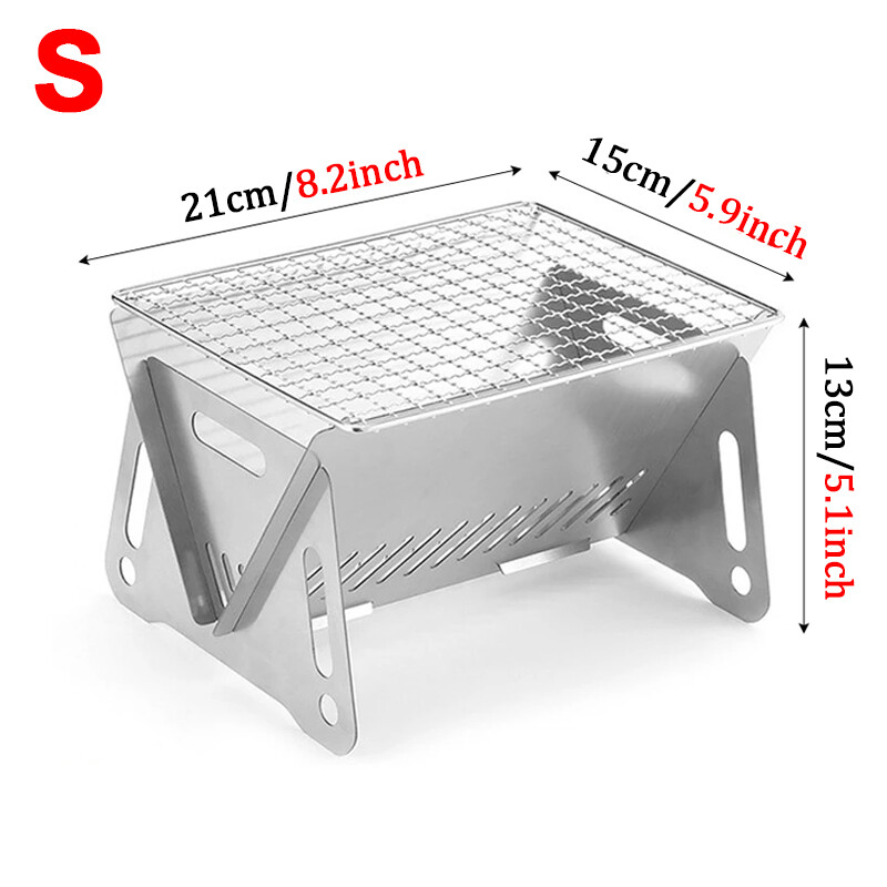 Ψησταριά μπάρμπεκιου από ανοξείδωτο ατσάλι Φορητή εξωτερική σόμπα κάμπινγκ Πτυσσόμενη κάρτα Σόμπα μπάρμπεκιου Ράφι ψησίματος Σόμπα καυσόξυλων Firepfoof Πανί