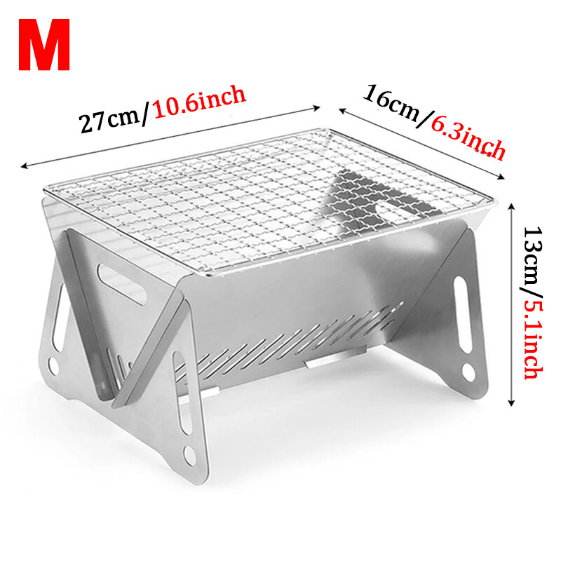 Ψησταριά μπάρμπεκιου από ανοξείδωτο ατσάλι Φορητή εξωτερική σόμπα κάμπινγκ Πτυσσόμενη κάρτα Σόμπα μπάρμπεκιου Ράφι ψησίματος Σόμπα καυσόξυλων Firepfoof Πανί
