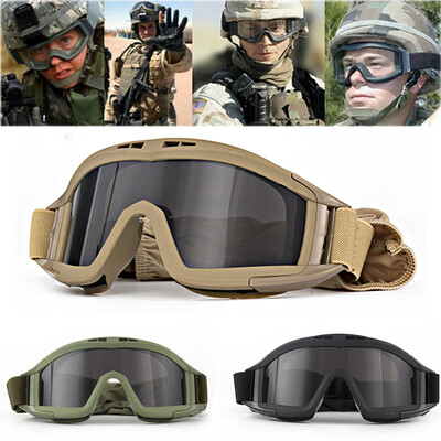 JSJM Airsoft Tactical Goggles 3 Αντιανεμικό φακό Dustproof Shooting Motocross Μοτοσικλέτα ορειβασίας γυαλιά CS Safe Protection