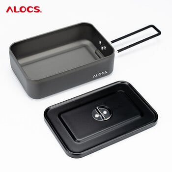 ALOCS Outdoor Lunch Box Φορητό από κράμα αλουμινίου Φορητό δοχείο τροφίμων Ταξίδι Bento Box για υπαίθριο κάμπινγκ Πεζοπορία Ταξίδι για πικνίκ