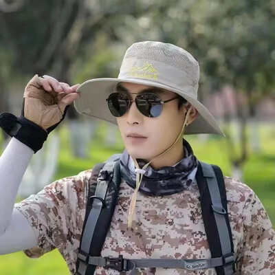 Ανδρικό καπέλο καλοκαιρινό κουβά Καπέλο ψαρέματος Αντιηλιακό καπέλο αντι-UV Mesh Αναπνεύσιμο καπέλο για υπαίθριο κυνήγι Πεζοπορία Αναρρίχηση Ψαράς αντηλιακό καπέλο