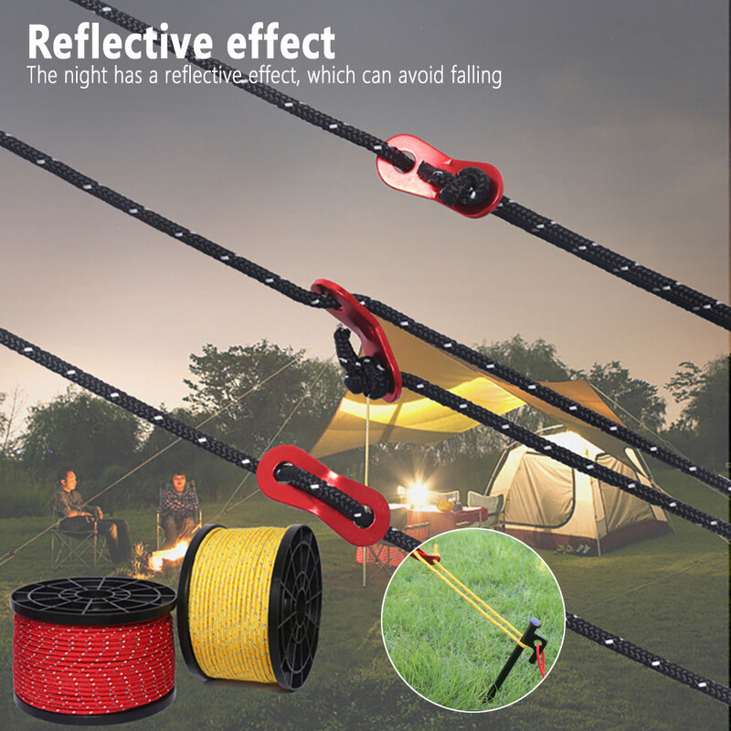 50m kampiranje na otvorenom reflektirajuće uže za šator vanjski šator fiksirano uže Nadstrešnica uže za šator kampiranje uže otporno na vjetar uže uže za spašavanje