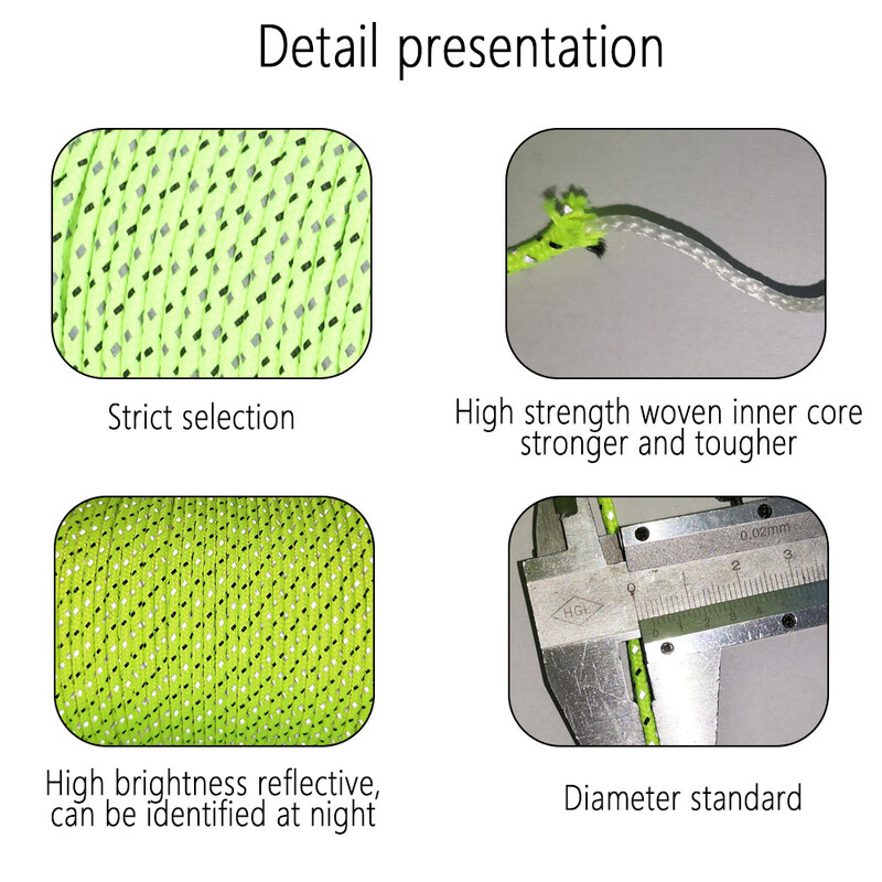 50m kampiranje na otvorenom reflektirajuće uže za šator vanjski šator fiksirano uže Nadstrešnica uže za šator kampiranje uže otporno na vjetar uže uže za spašavanje