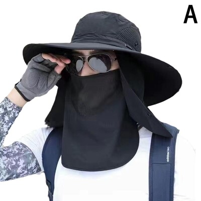 Καπέλο ηλίου με φαρδύ γείσο Αντιηλιακή προστασία από υπεριώδη ακτινοβολία Αναπνεύσιμο αφαιρούμενο Ψάρεμα Αναρρίχηση Ποδηλασία Πεζοπορία Πρόσωπο κολάρο Πτερύγιο αντηλιακό καπέλο