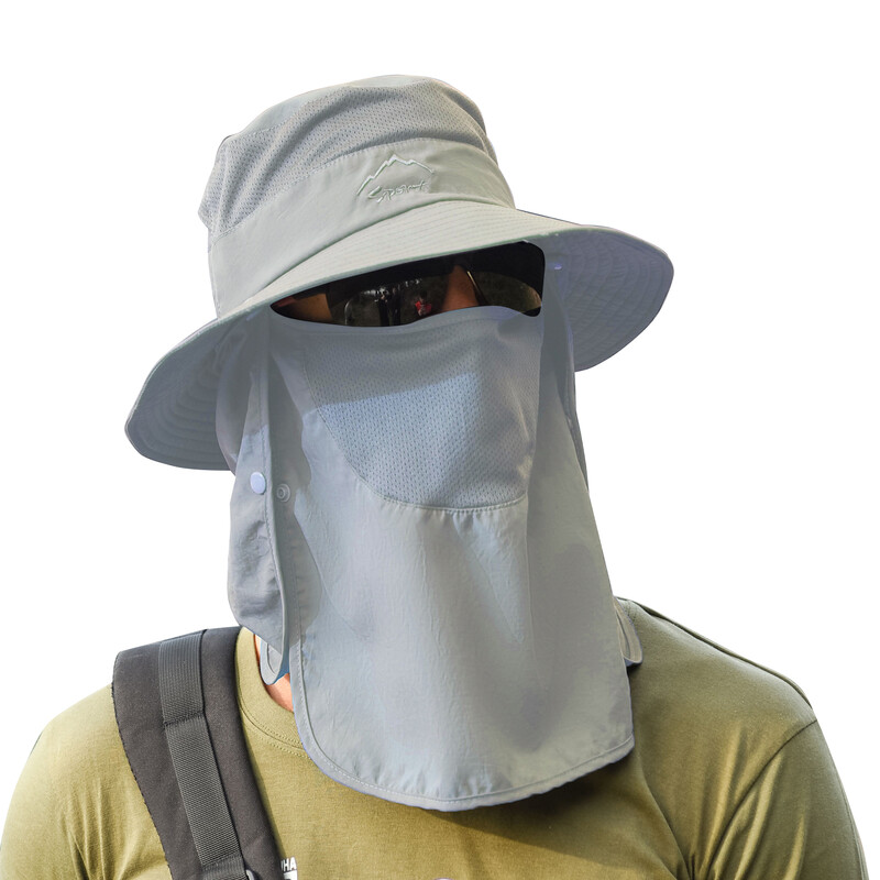 Pălărie de soare cu protecție UV cu boruri largi, cu clapă pentru gât, capac pentru față, șapcă multifuncțională pentru drumeții, pescuit, plajă