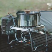 Υπαίθρια βάση από ανοξείδωτο ατσάλι Κάμπινγκ Φορητή πτυσσόμενη μίνι σχάρα μπάρμπεκιου Σετ θήκη κατσαρόλας Θήκη για ταψί