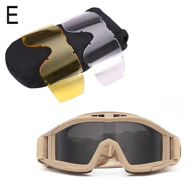 Tactical Protective Goggles 3 Lens Αντιανεμικό Αντιανεμικό Σκοποβολή Motocross Μοτοσικλέτα ορειβασίας Γυαλιά Safe CS Game Glasses
