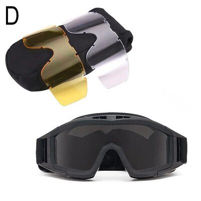 Tactical Protective Goggles 3 Lens Αντιανεμικό Αντιανεμικό Σκοποβολή Motocross Μοτοσικλέτα ορειβασίας Γυαλιά Safe CS Game Glasses