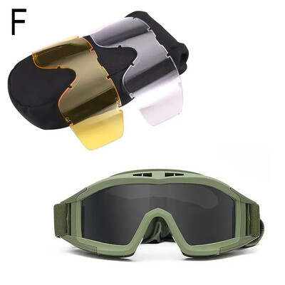 Tactical Protective Goggles 3 Lens Αντιανεμικό Αντιανεμικό Σκοποβολή Motocross Μοτοσικλέτα ορειβασίας Γυαλιά Safe CS Game Glasses