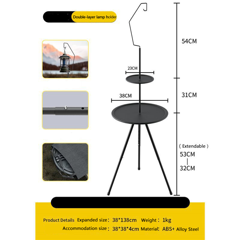 Υπερελαφρύ στρογγυλό τραπέζι κάμπινγκ με ελαφριά βάση Φορητό πτυσσόμενο τραπέζι με ρυθμιζόμενα πόδια για πικνίκ εσωτερικού/εξωτερικού χώρου