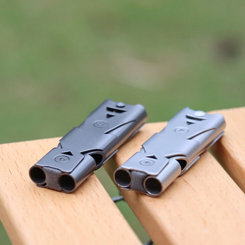 150DB dvostruka cijevna visokofrekventna zviždaljka za preživljavanje s visokim decibelima Spašavanje na otvorenom Čelik Metal Survie pribor Alat za planinarenje Putovanje