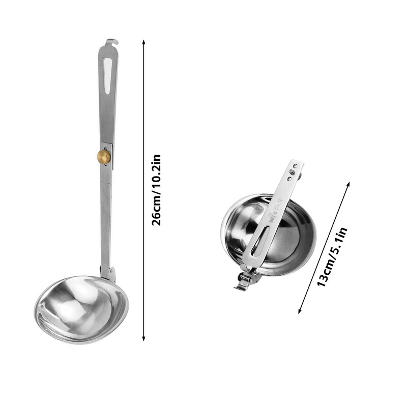 Posuđe za kampiranje na otvorenom, sklopiva žlica, žlica za juhu, prijenosna žlica za kuhanje, žlica, nehrđajući čelik, otporna na abraziju