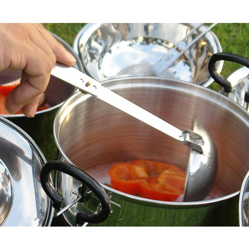 Posuđe za kampiranje na otvorenom, sklopiva žlica, žlica za juhu, prijenosna žlica za kuhanje, žlica, nehrđajući čelik, otporna na abraziju