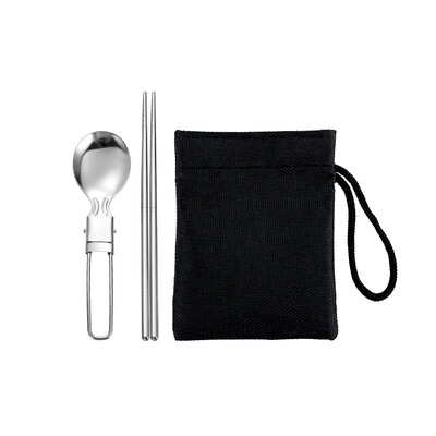 Σετ ταξιδιού με διχτυωτό τσαντάκι 5 τμχ Ανοξείδωτα μαχαιροπίρουνα κουτάλι πιρούνι chopsticks Σετ μαχαιριών Επιτραπέζια σκεύη Φορητό σπίτι Κάμπινγκ