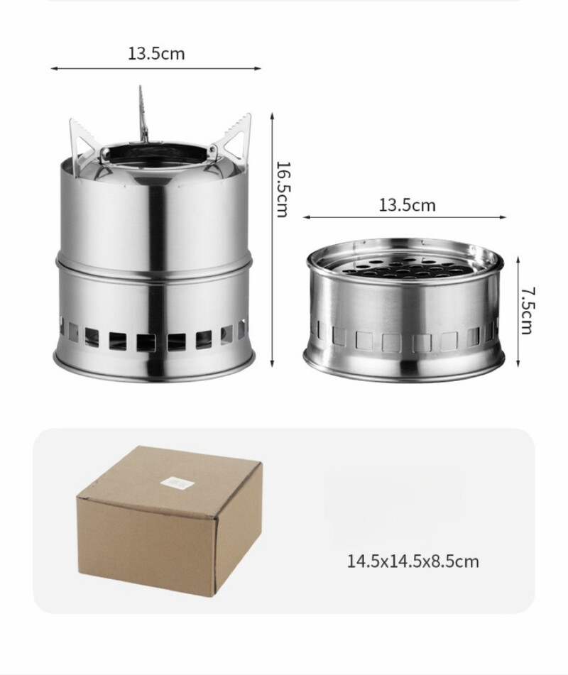 Εξωτερική σόμπα καυσόξυλων Φορητή πτυσσόμενη ξυλόσομπα από ανοξείδωτο χάλυβα Ξυλόσομπα για κάμπινγκ πικνίκ αντιανεμικό μπάρμπεκιου