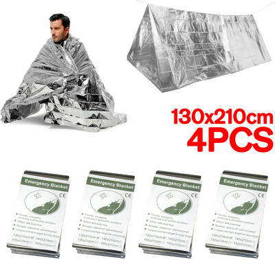 Ασημένια θερμική κουβέρτα έκτακτης ανάγκης Survival υπνόσακος εξωτερικού χώρου Αδιάβροχο αντιανεμικό επαναχρησιμοποιούμενο κάλυμμα για εξερεύνηση