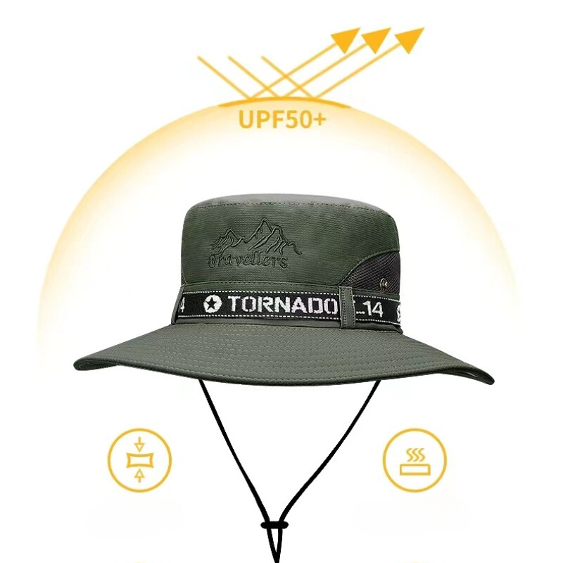 Letná rybárska čiapka pre mužov so širokým okrajom, plochá čiapka, vonkajšia kempovacia, horolezecká, plážová, priedušná rybárska čiapka, slnečná čiapka
