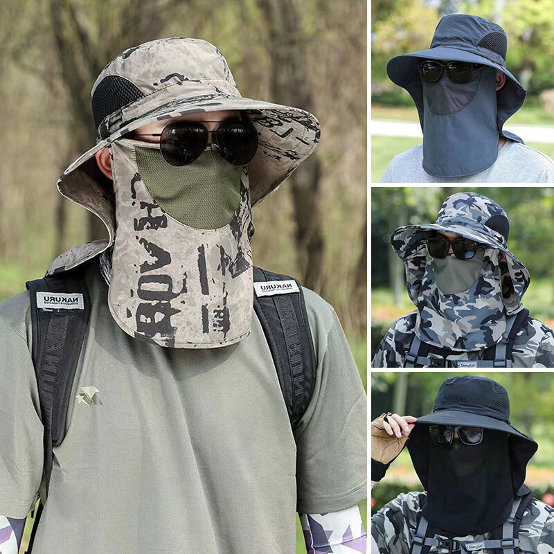 Καλοκαιρινά καπέλα για τον ήλιο με αναπνεύσιμη μάσκα Ανδρικό καπέλο αντηλιακής προστασίας από υπεριώδη ακτινοβολία για κυνήγι εξωτερικού χώρου Αφαιρούμενο καπέλο ψαρέματος