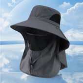 Дишащи шапки Мъжки капаци за врата Защита Риболовна шапка за катерене Анти-UV слънцезащитна кофа Шапка с широка периферия Шапки за туризъм на открито
