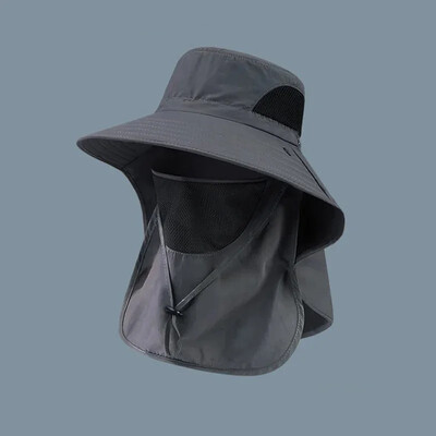 Дишащи шапки Мъжки капаци за врата Защита Риболовна шапка за катерене Анти-UV слънцезащитна кофа Шапка с широка периферия Шапки за туризъм на открито
