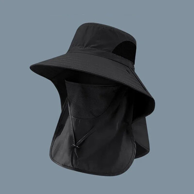 Дишащи шапки Мъжки капаци за врата Защита Риболовна шапка за катерене Анти-UV слънцезащитна кофа Шапка с широка периферия Шапки за туризъм на открито