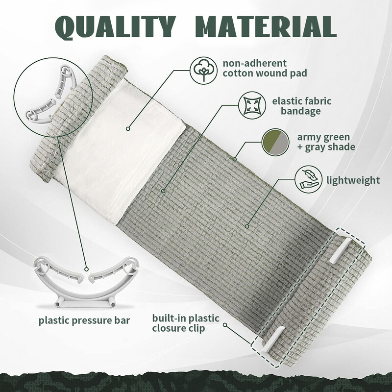 1 buc/4 buc Pansament hemostatic pentru traumatisme de prim ajutor Pansament tactic pentru antrenament de prim ajutor Pansament de tifon în aer liber 4 inchi/6 inci