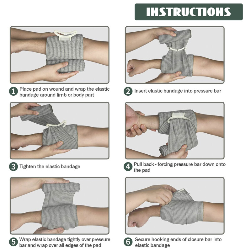 1 buc/4 buc Pansament hemostatic pentru traumatisme de prim ajutor Pansament tactic pentru antrenament de prim ajutor Pansament de tifon în aer liber 4 inchi/6 inci