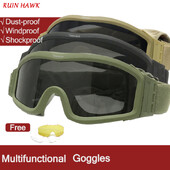 Tactical Goggles Military Airsoft Shooting Glasses Μαύρα 3 φακοί μοτοσυκλέτας αντιανεμικά γυαλιά ηλίου Wargame