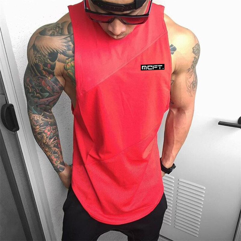 Καλοκαιρινό βαμβακερό συνονθύλευμα Mesh Gym Fitness T-shirt Ανδρικό Bodybuilding Τρέξιμο Αμάνικο Μπλουζάκια Αθλητισμού Υπαίθριας Προπόνησης