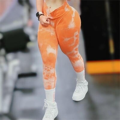 Gym Tie Dye Bešavne tajice Push Up Ženske Mallas Sports Fitness Scrunch Yoga Training Hlače Elastične Tajice za vježbanje Tajice